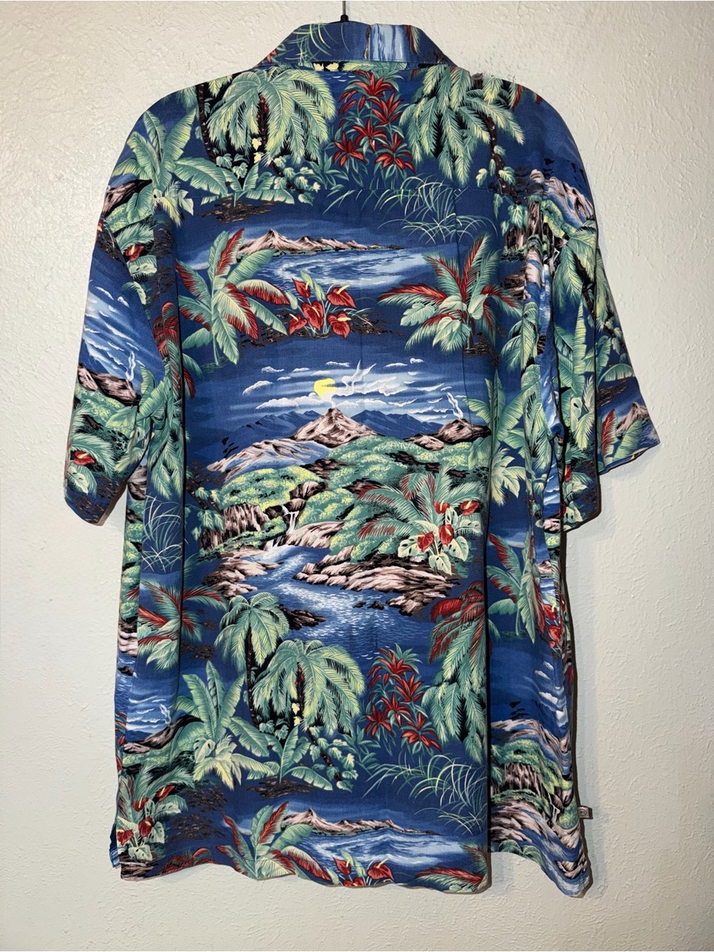 Vintage Robert Stock Hawaiian Tropical Palm Trees Print Button Down Cafe Shirt M - Picture 8 of 12